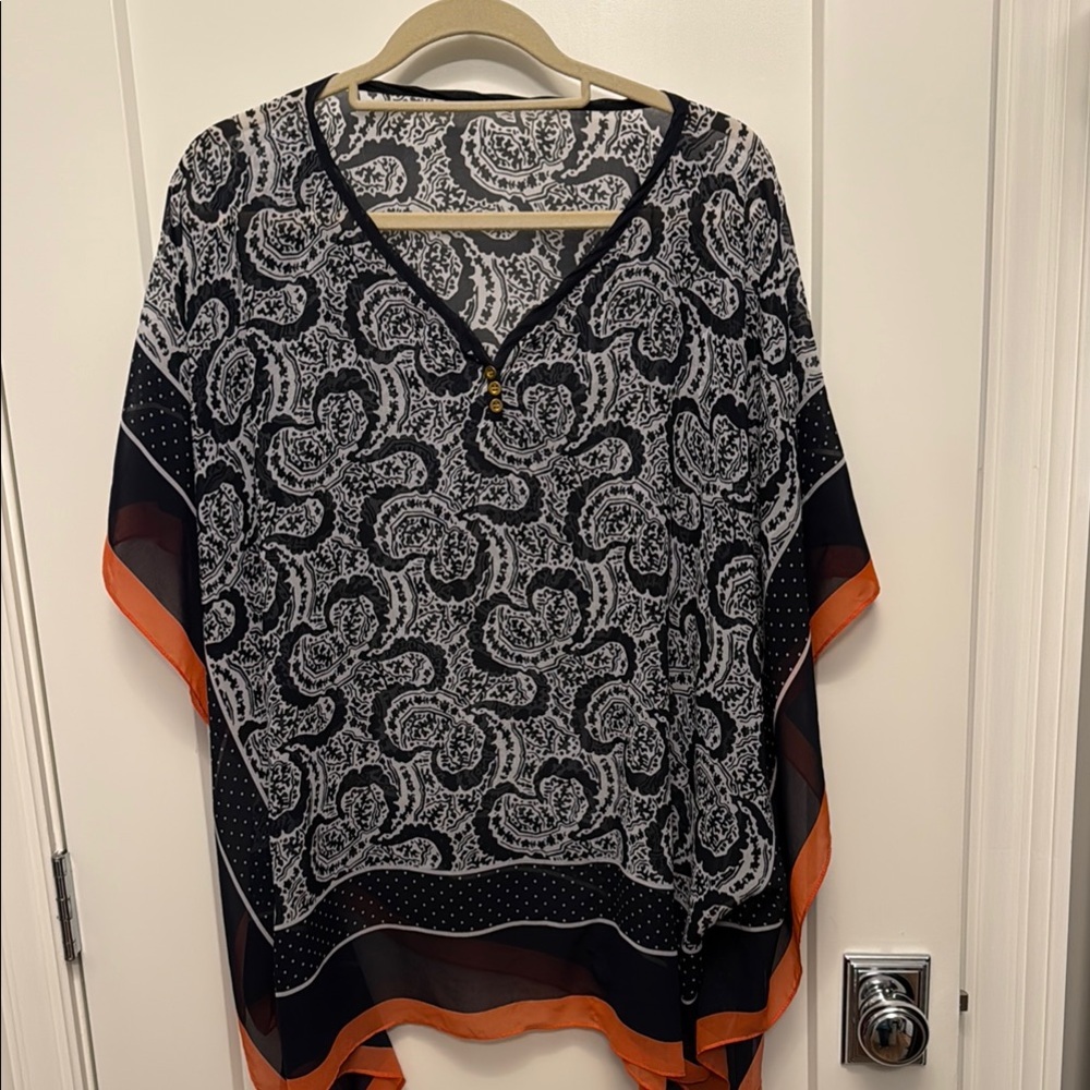 Elegant Blue and White Paisley Women's Top
